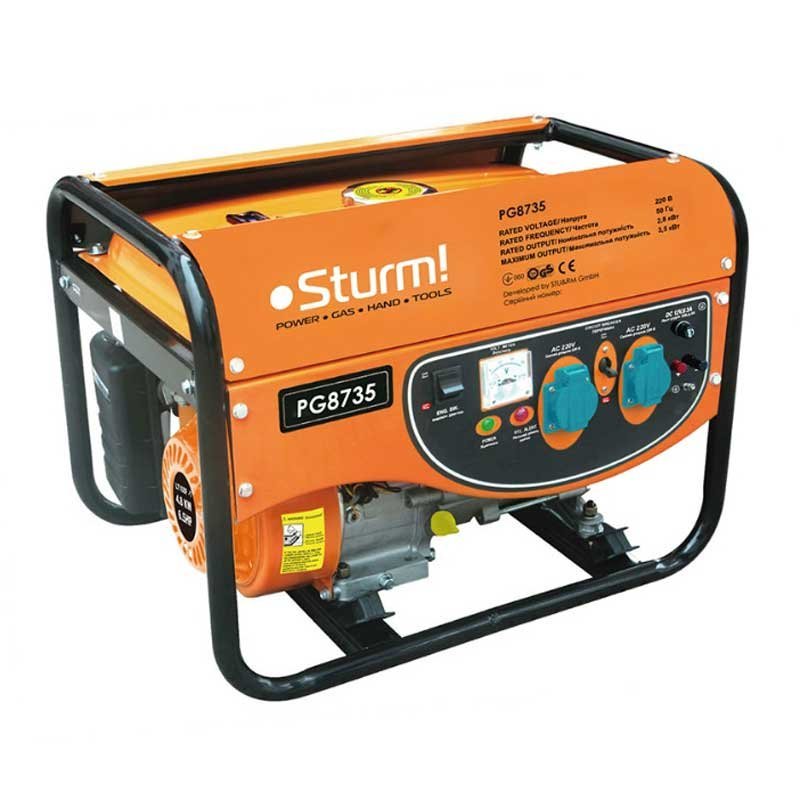 Генератор бензиновий STURM 1 фаза (220В), 3кВт, (PG8735)